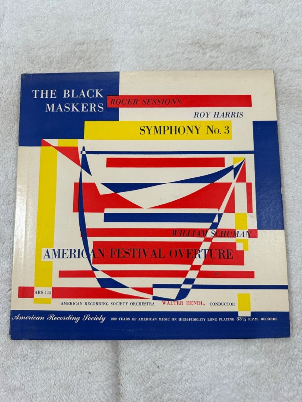 The Black Maskers Roger Sessions Roy Harris Symphony No. 3 LP 33 RPM